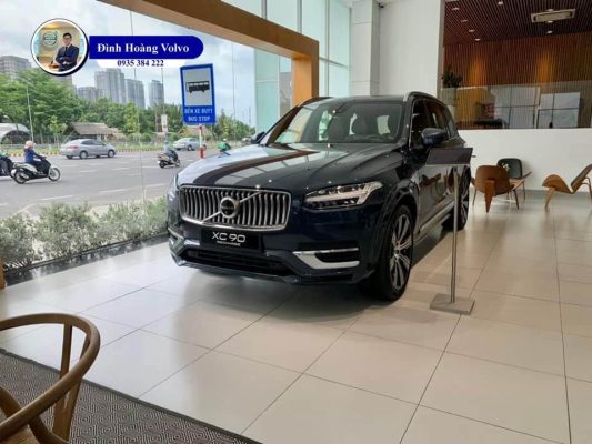 Hình ảnh thực tế chi tiết XC90 T8 Recharge Ultimate 2023 Màu Xanh Denim Blue nội thất Nâu Maroon và Vàng Amber - Đình Hoàng Volvo