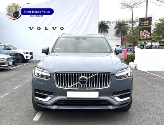 Hình ảnh thực tế chi tiết phần đầu XC90 B6 Ultimate Màu Xám Xi Măng Thunder Grey nội thất Nâu Maroon và Vàng Amber - Đình Hoàng Volvo