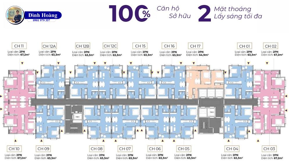Mặt bằng điển hình dự án Mia Center Point Đà Nẵng - Đình Hoàng